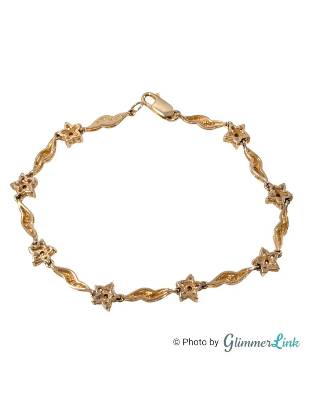 Ross Simons Gold Plated 925 Sterling CZ Floral Link Bracelet - Picture 6 of 10
